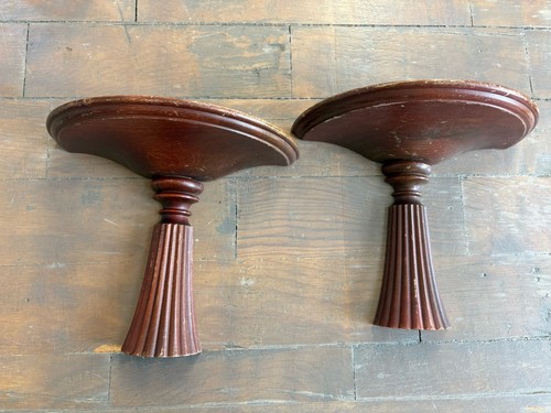 Antique brown wooden pediment - brown,